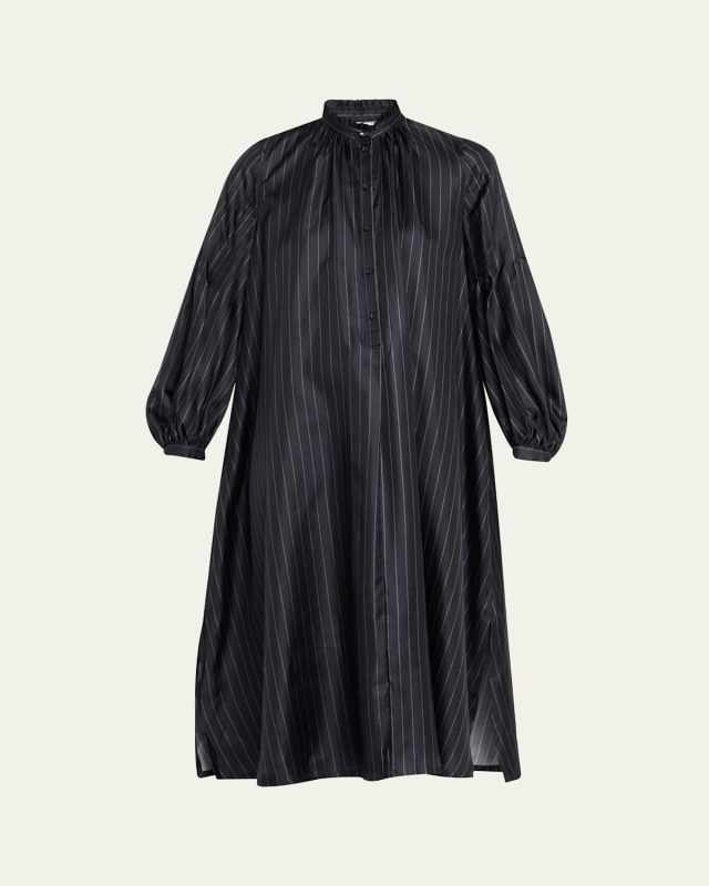 Sabbia Pinstripe Silk Midi Dress